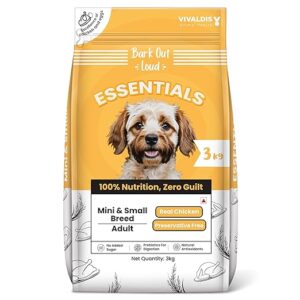 BARK OUT LOUD Essentials Small & Mini Breed Adult Dog Food Real Chicken & Egg | Gluten-Free, Prebiotics & Fish Oil for Immunity | Dry Dog Food for Shihtzu, Poodle - 1 Kg Visit the BARK OUT LOUD Store
