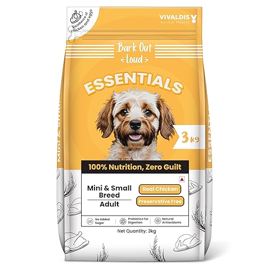 BARK OUT LOUD Essentials Small & Mini Breed Adult Dog Food Real Chicken & Egg | Gluten-Free, Prebiotics & Fish Oil for Immunity | Dry Dog Food for Shihtzu, Poodle - 1 Kg Visit the BARK OUT LOUD Store